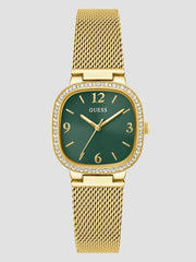 Gold-Tone and Green Mesh Analog Watch