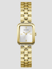 Gold-Tone Textured Square Analog Watch