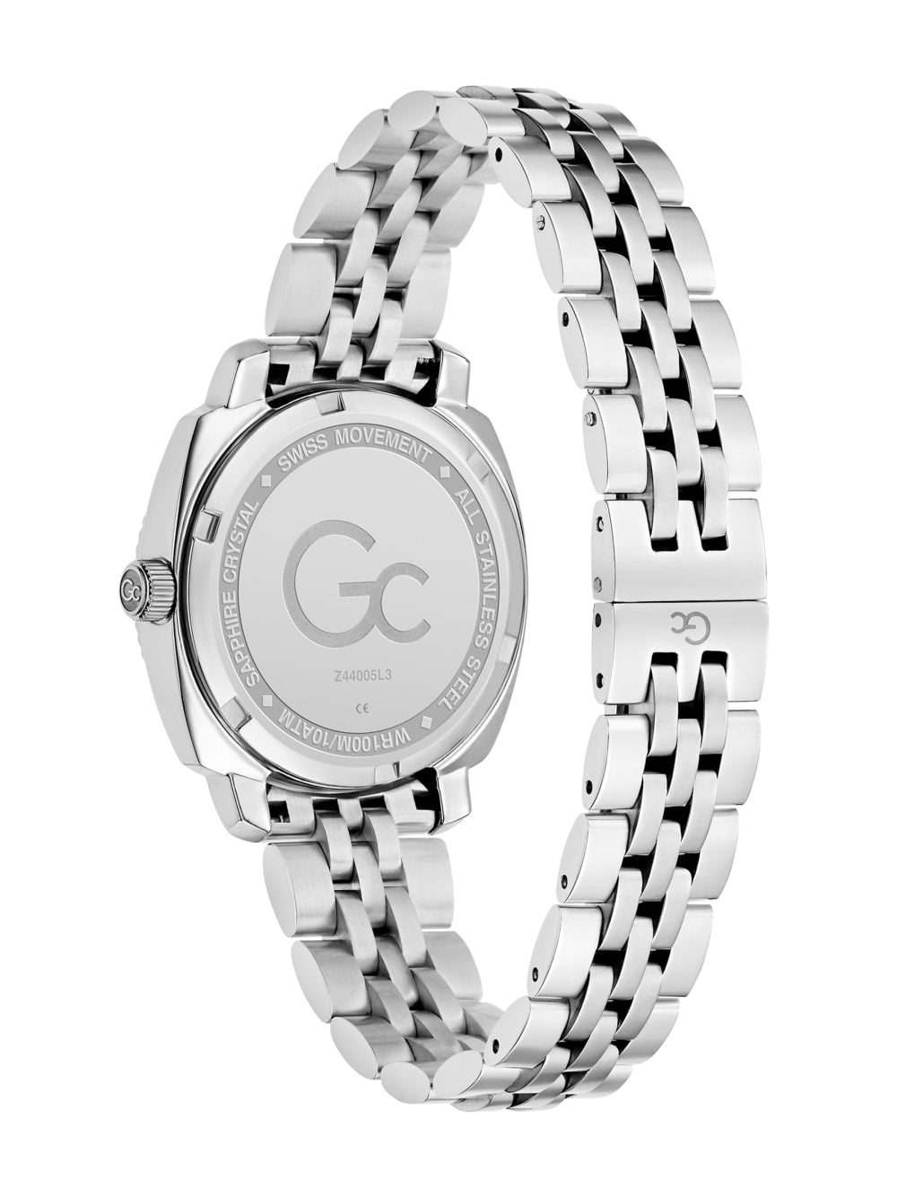Gc Silver-Tone and Purple Multifunctional Watch