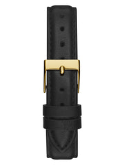 Gold-Tone and Black Analog Leather Watch