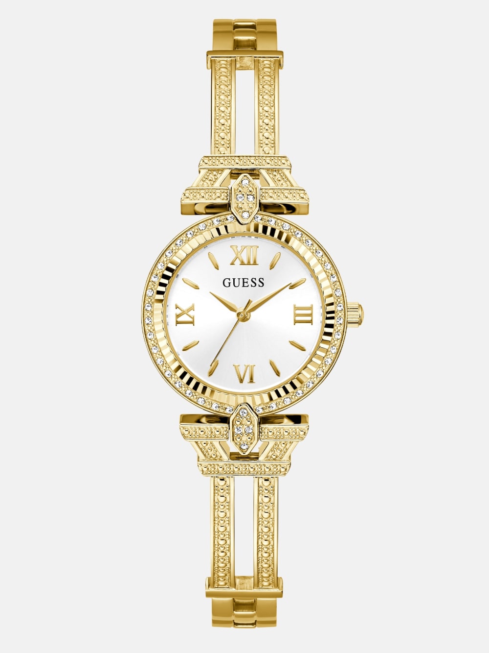 Gold-Tone Rhinestone Analog Watch