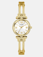 Gold-Tone Rhinestone Analog Watch
