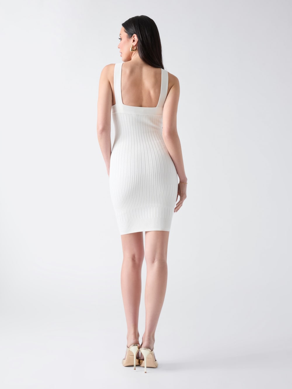 Janet Button Ribbed Sweater Dress