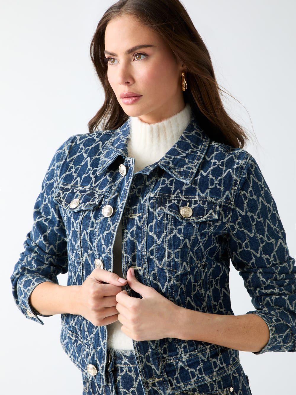 Bea Monogram Denim Trucker Jacket