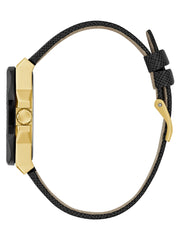 Black Leather Chronograph Watch