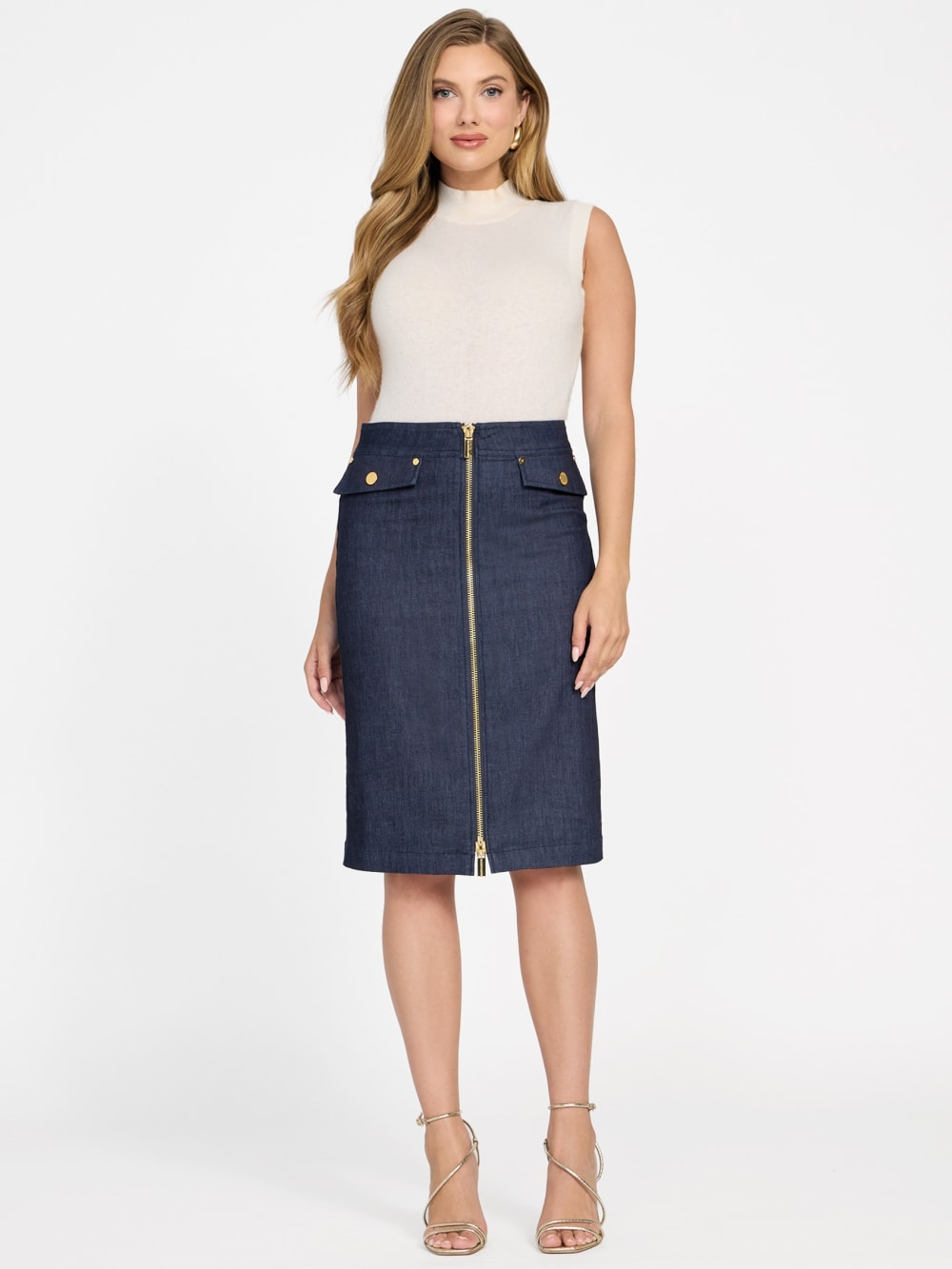 Denim Midi Pencil Skirt
