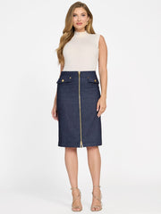 Denim Midi Pencil Skirt