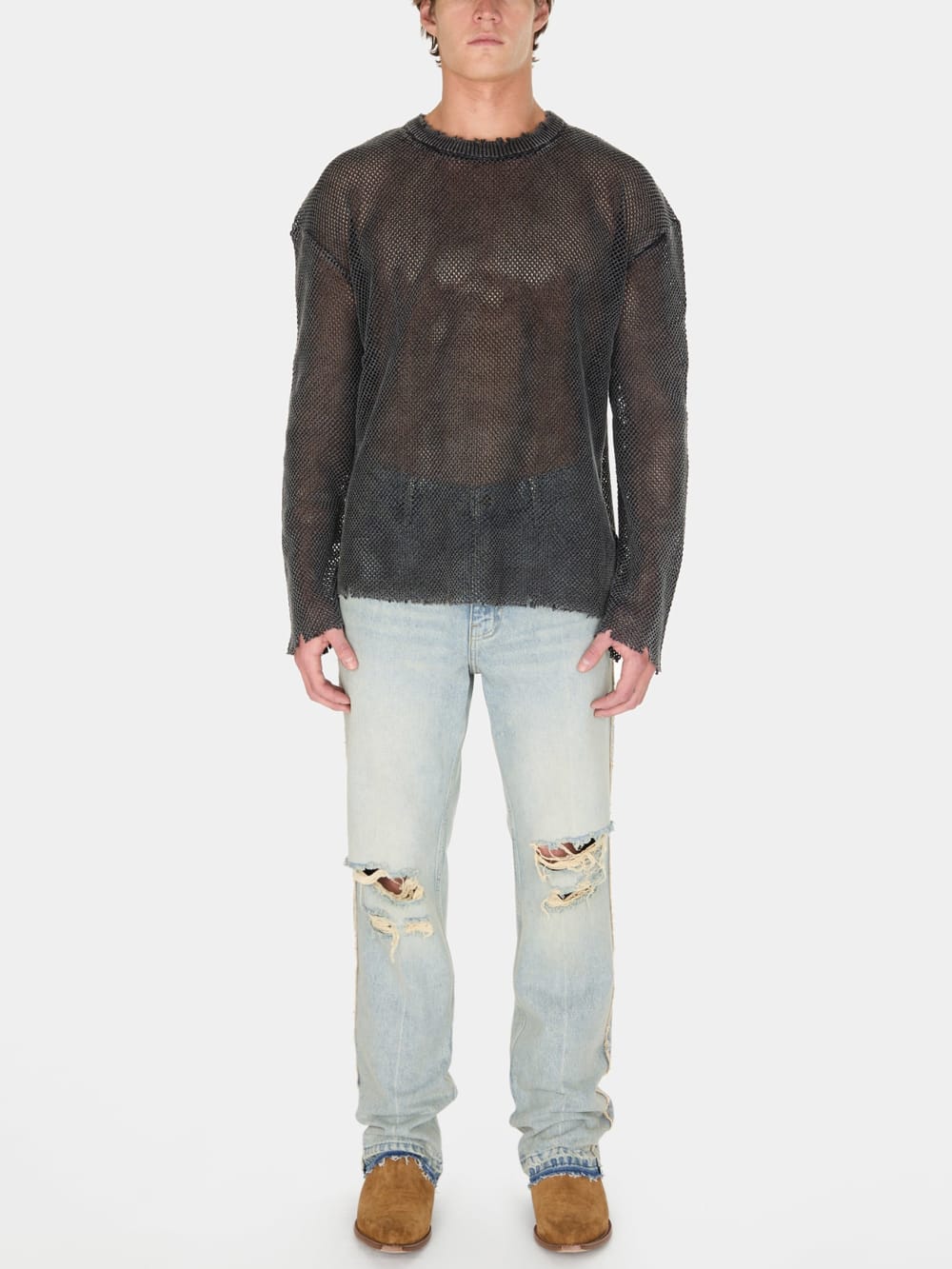 distressed knit sweater