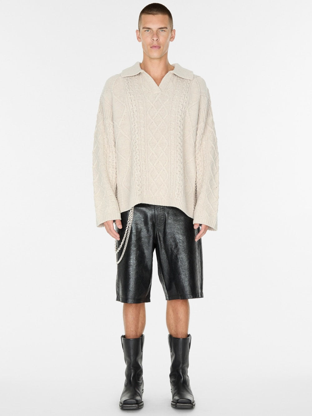 cable knit crewneck sweater