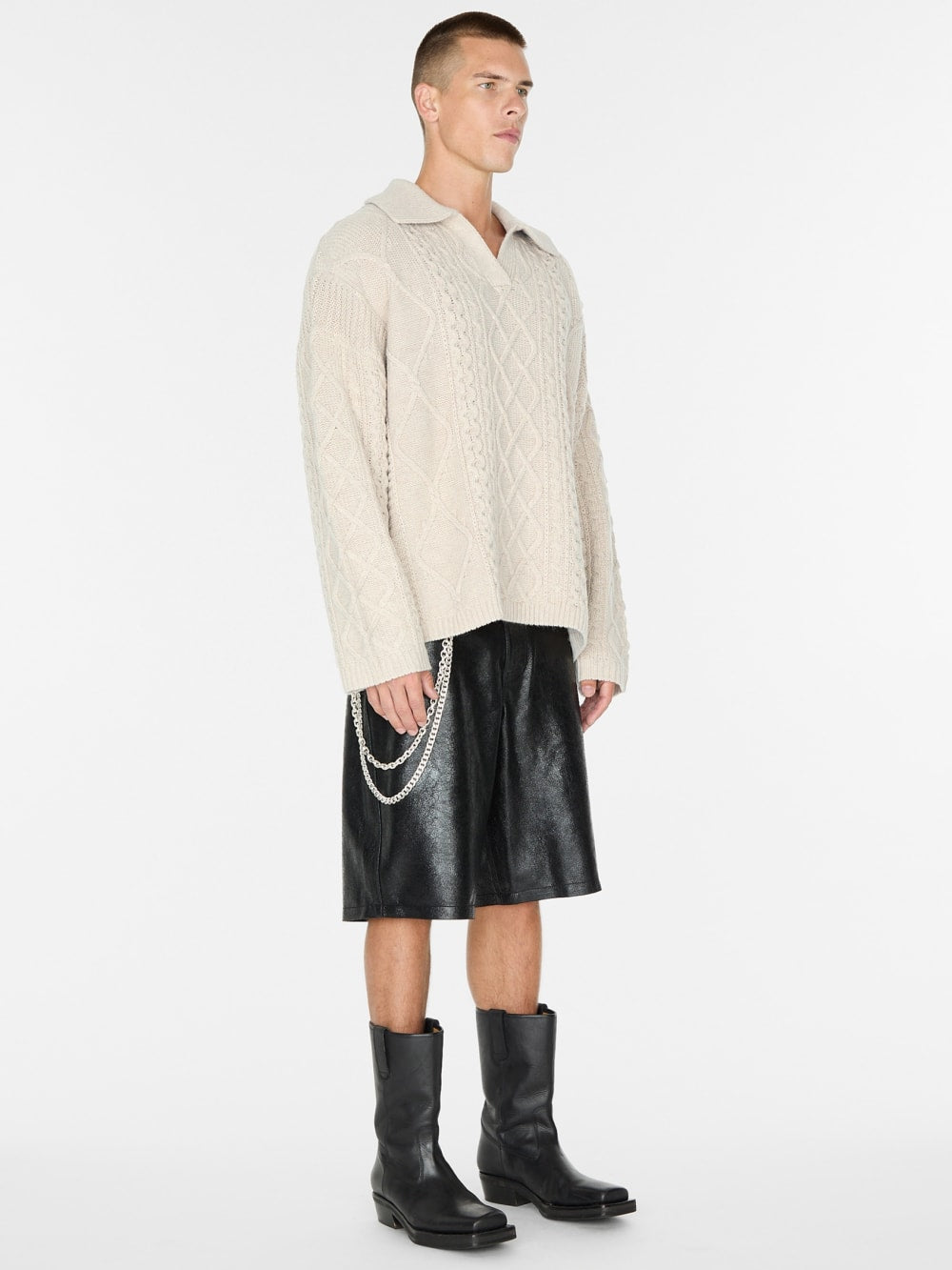 cable knit crewneck sweater