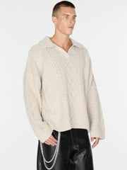 cable knit crewneck sweater