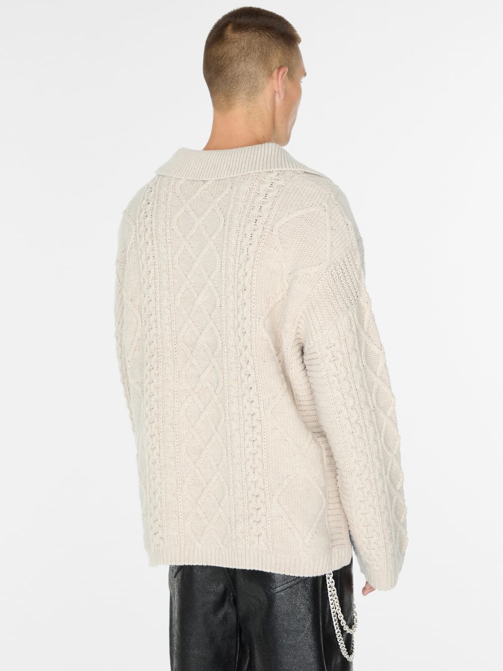cable knit crewneck sweater