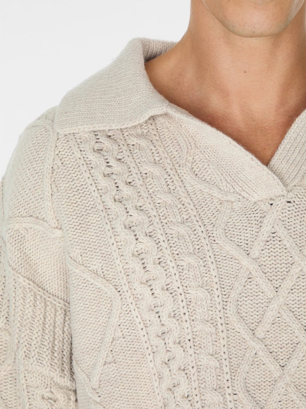 cable knit crewneck sweater