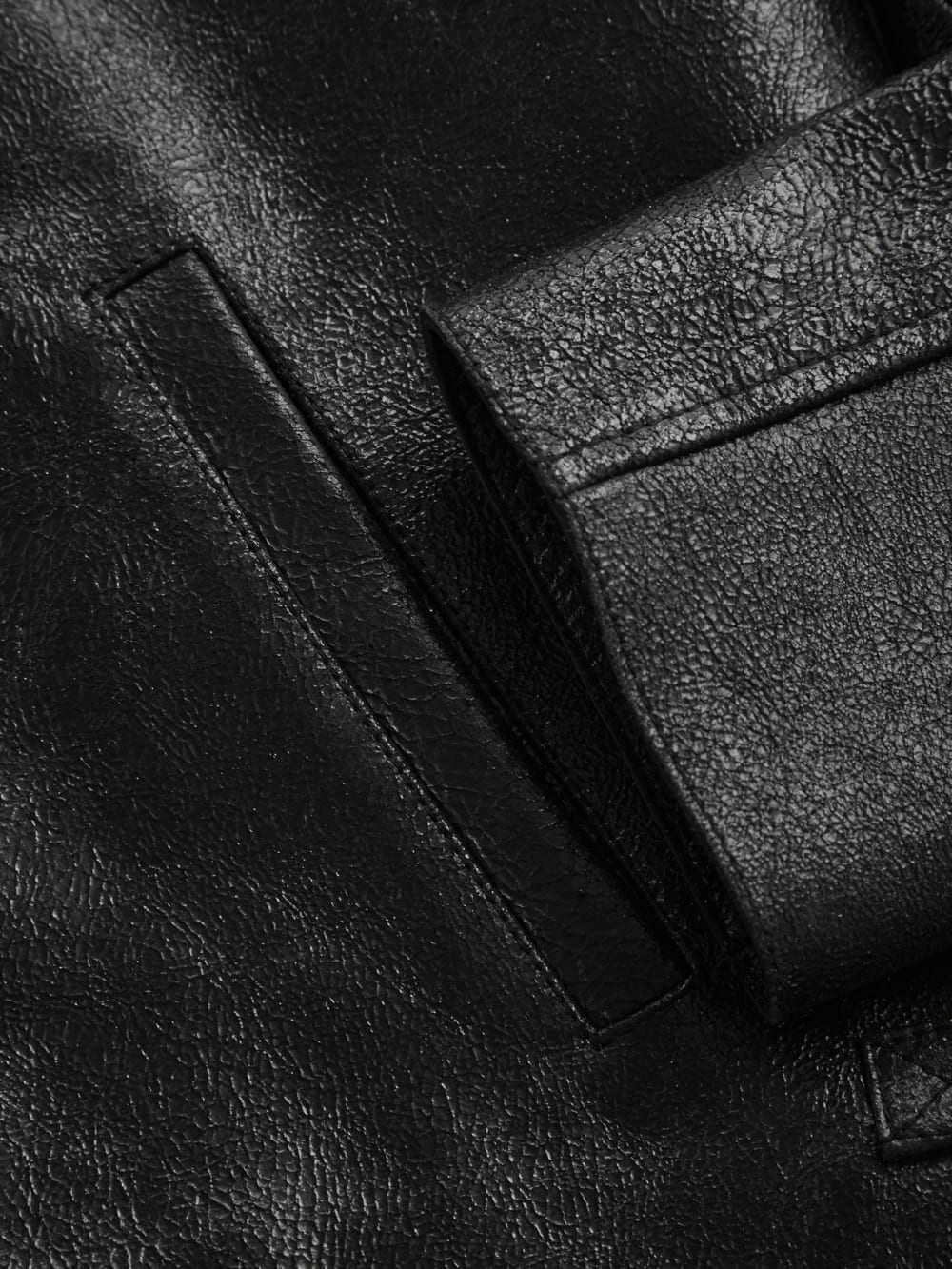 crackle leather zip jacket