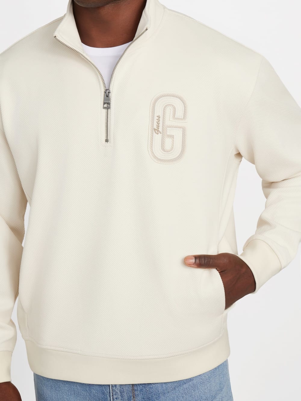 Eco Harris Twill Zip Mock Neck Sweater