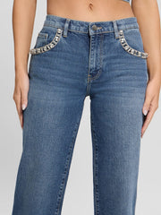 Daisy Rhinestone Pocket Jeans