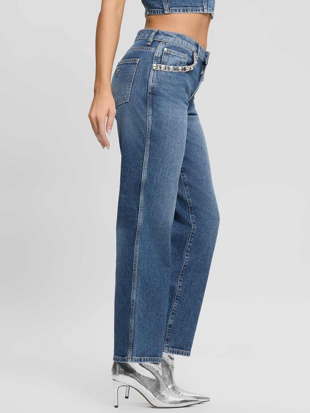 Daisy Rhinestone Pocket Jeans