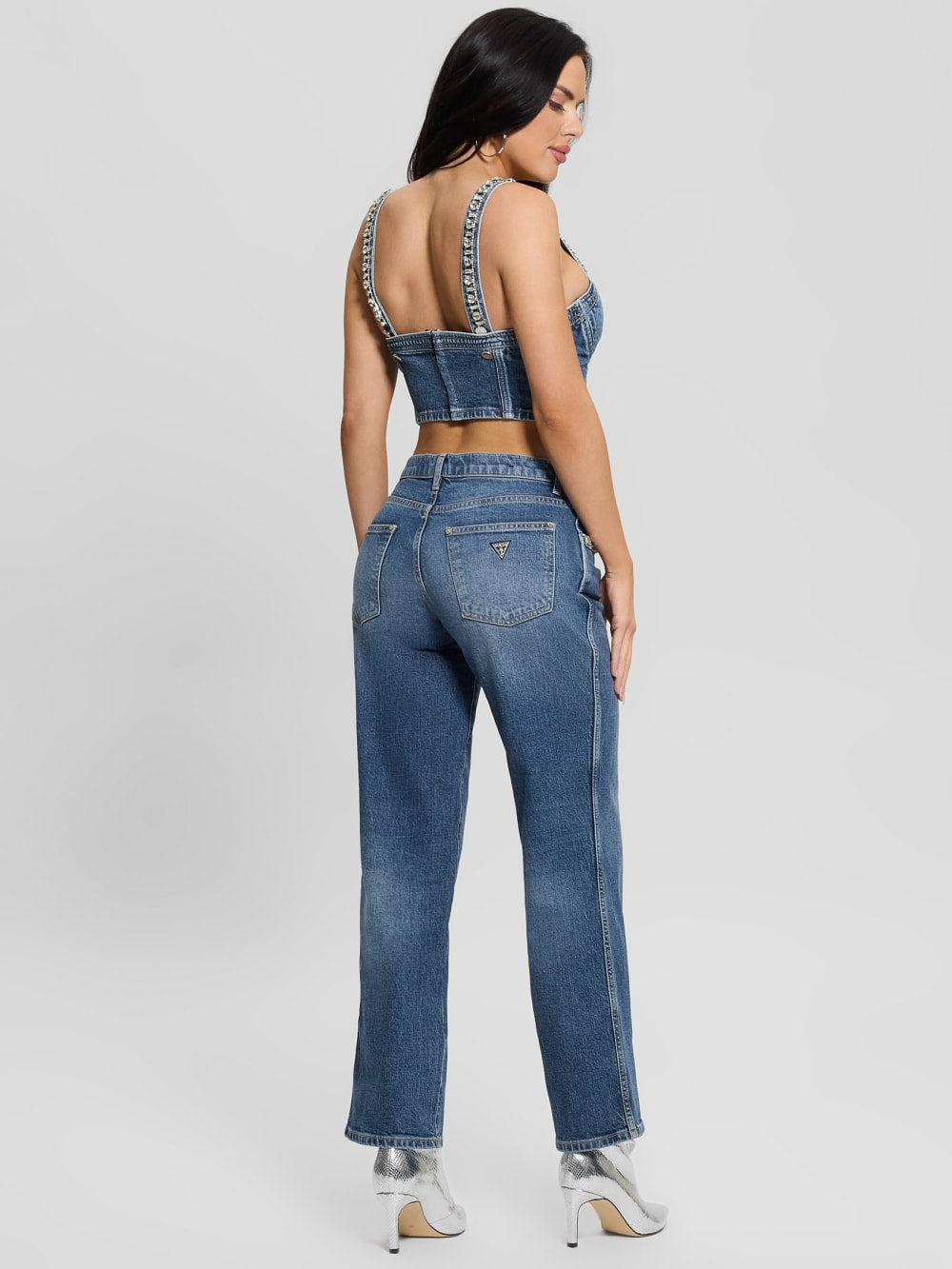 Daisy Rhinestone Pocket Jeans