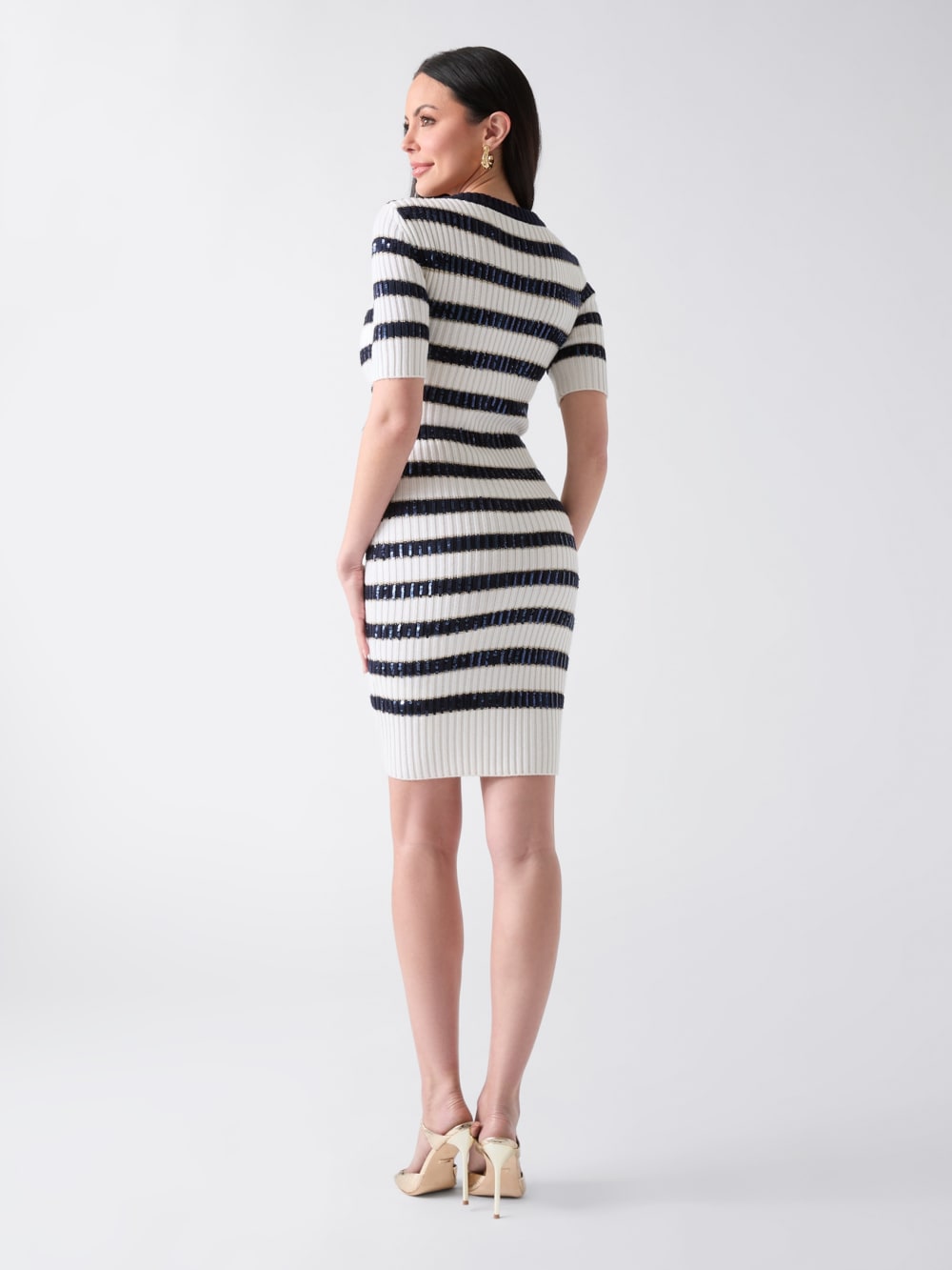 Marciano Striped Sequin Sweater Dress