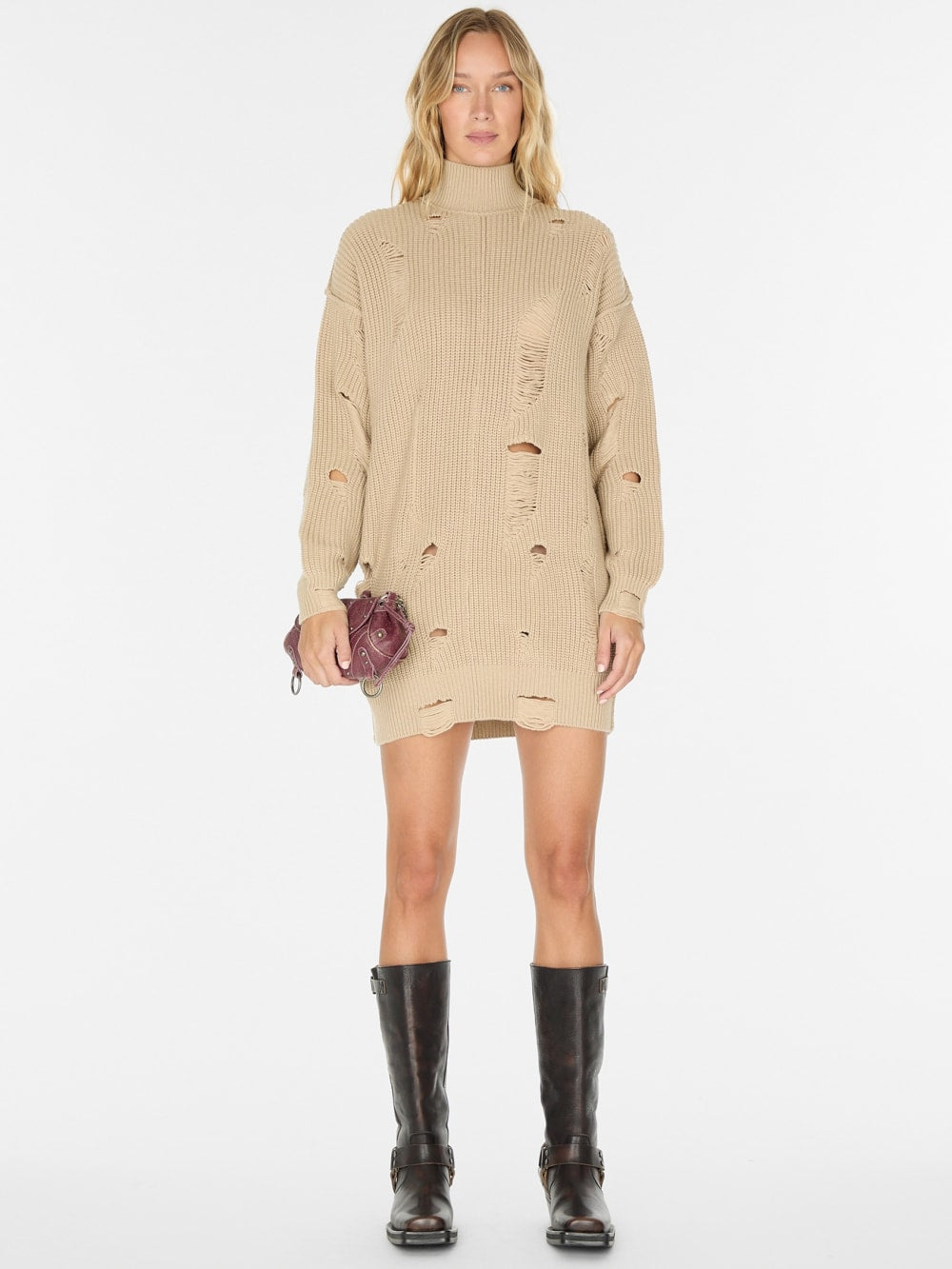 distressed sweater dress