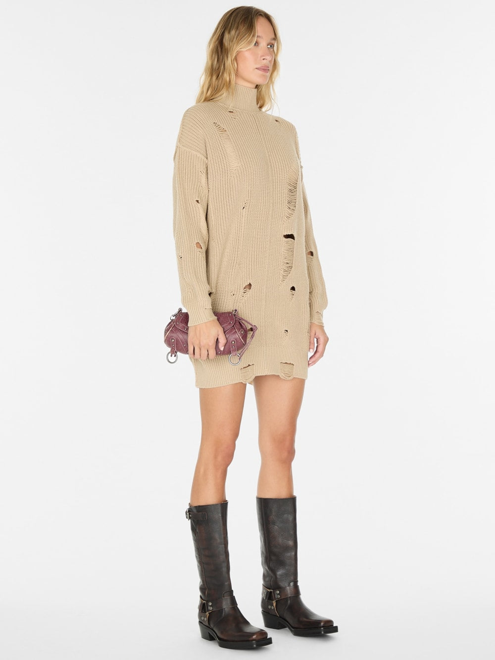 distressed sweater dress