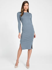 Button Trim Midi Sweater Dress