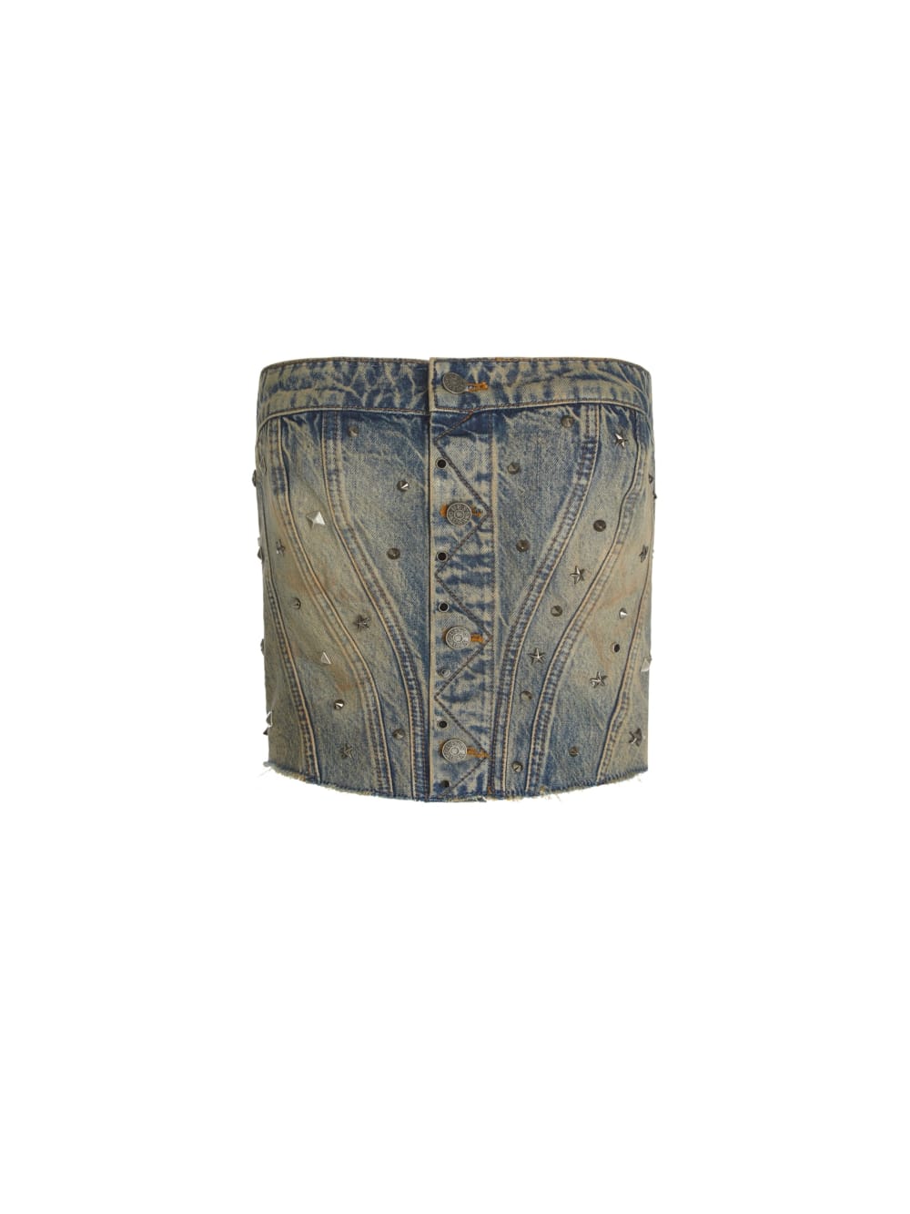 embellished denim corset
