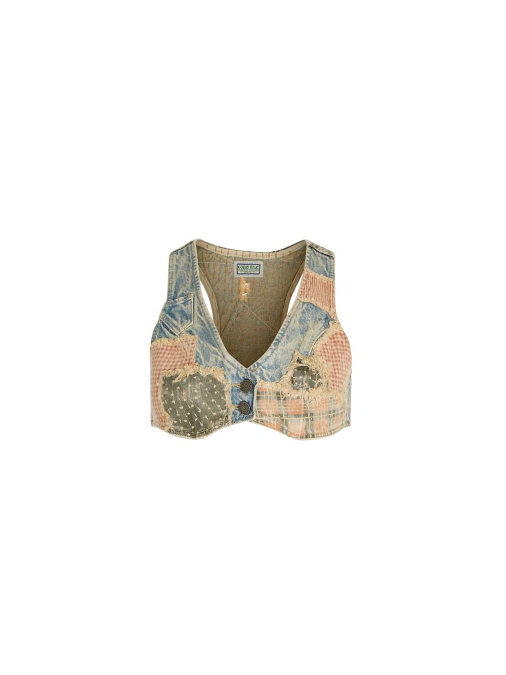 vintage denim patchwork top