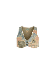 vintage denim patchwork top