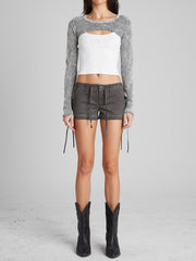 Aged Waffle Crop Top