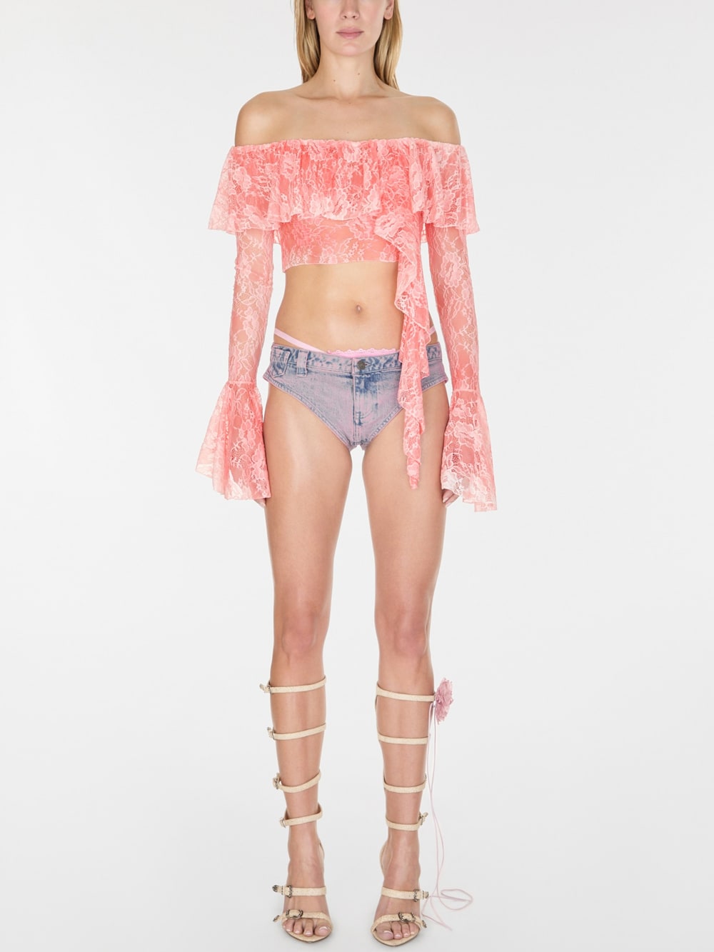 off-the-shoulder lace top