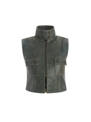 crackled leather top
