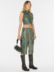crackled leather top