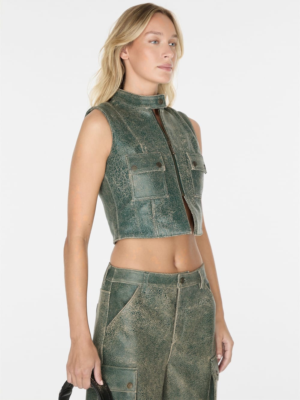 crackled leather top