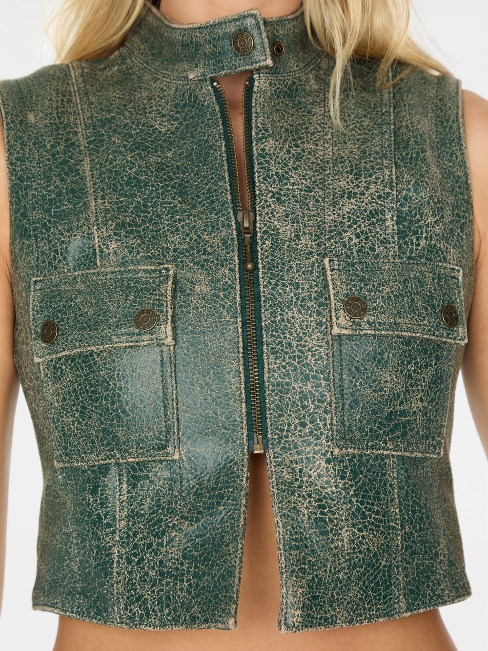 crackled leather top