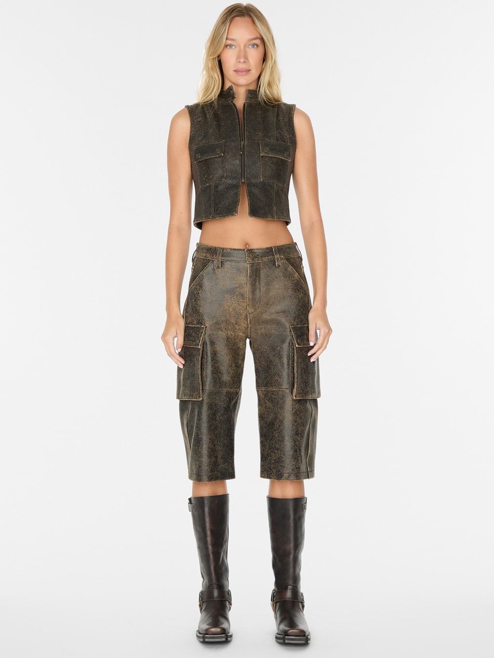 crackled leather top