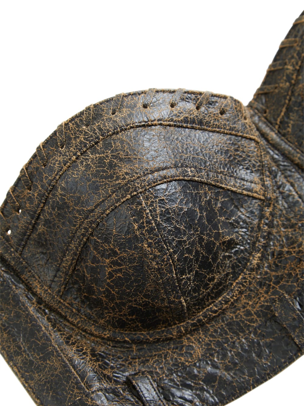 crackle leather bra