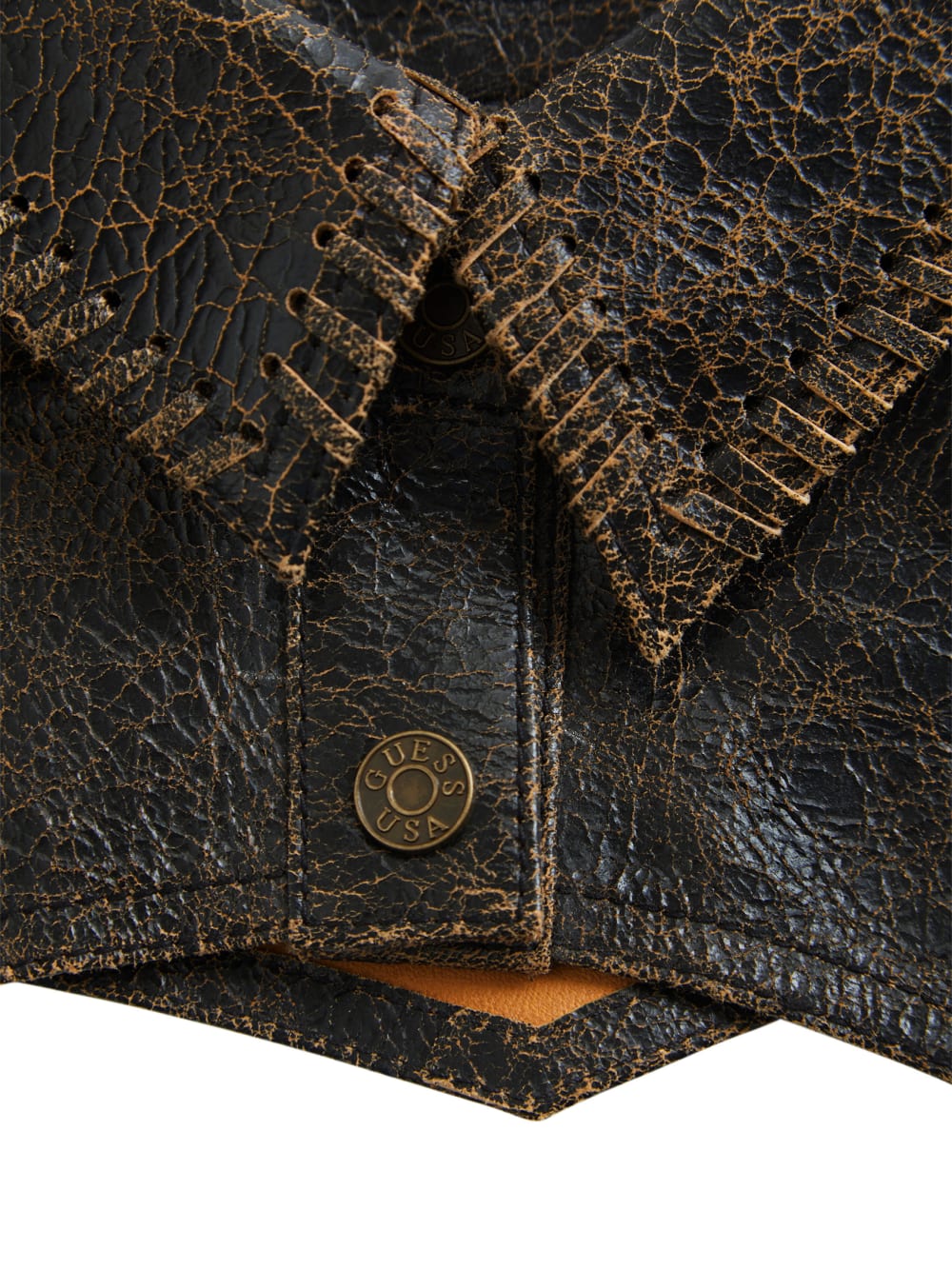 crackle leather crop top