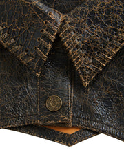 crackle leather crop top