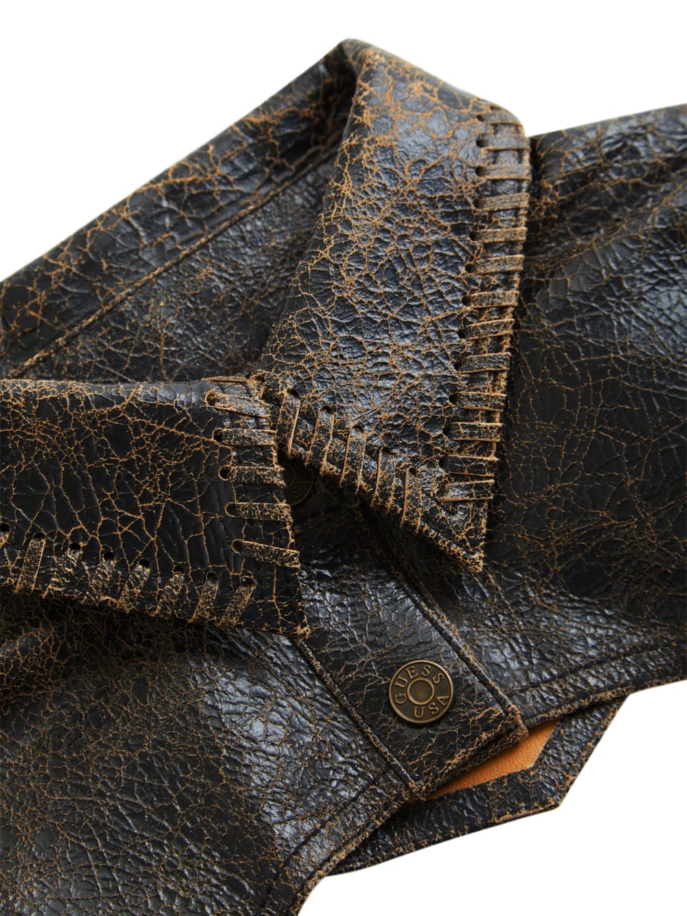 crackle leather crop top
