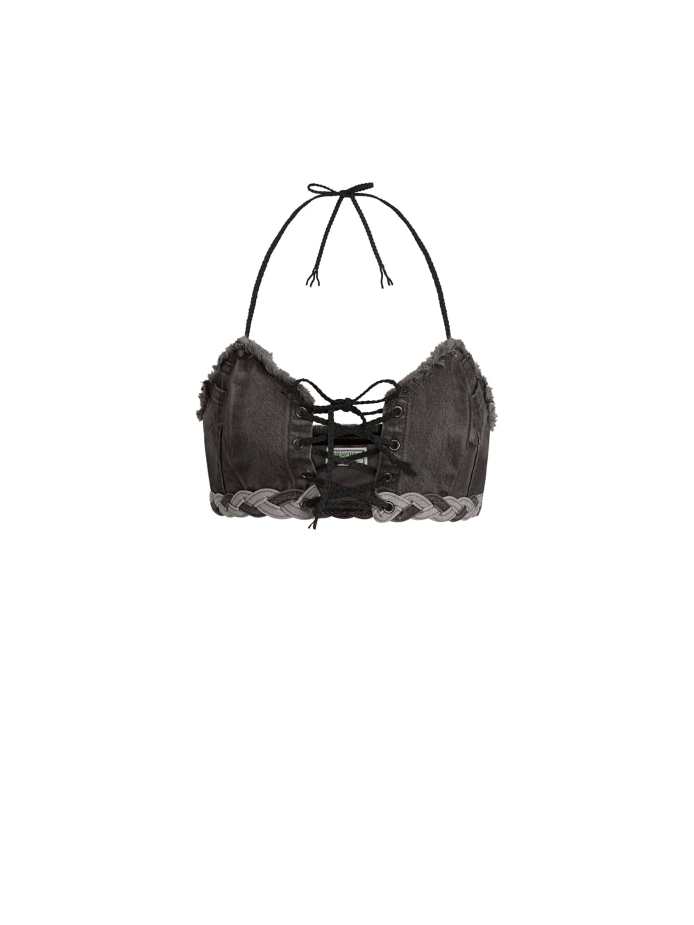 Denim Lace-Up Bra Top