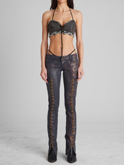 Denim Lace-Up Bra Top