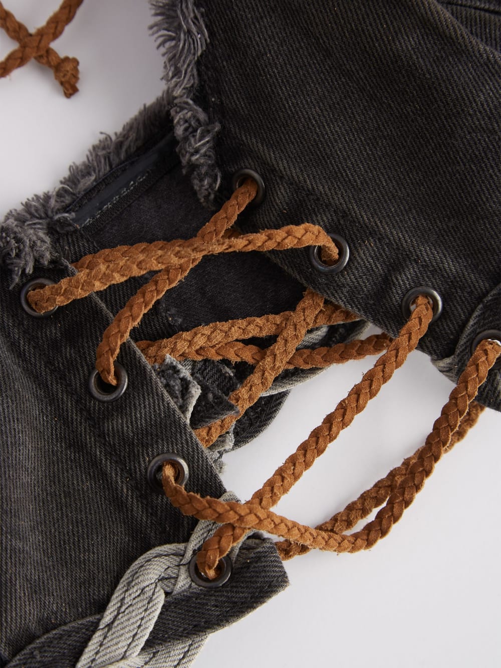 Denim Lace-Up Bra Top