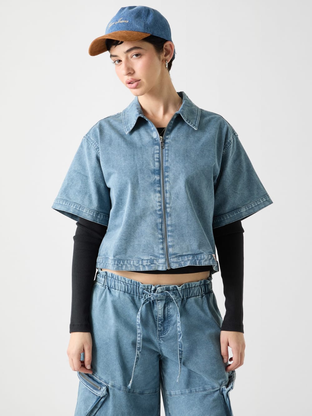 GUESS Originals Zipped Denim Shirt
