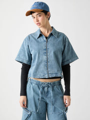 GUESS Originals Zipped Denim Shirt