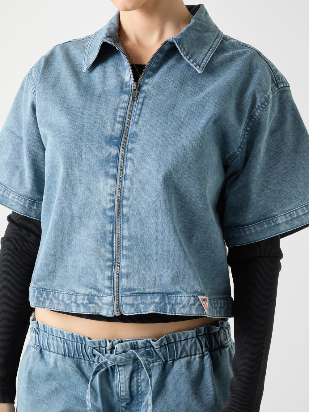 GUESS Originals Zipped Denim Shirt