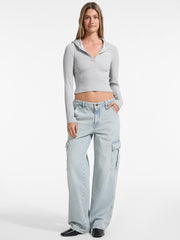 Hooded Embroidered Logo Slim Top