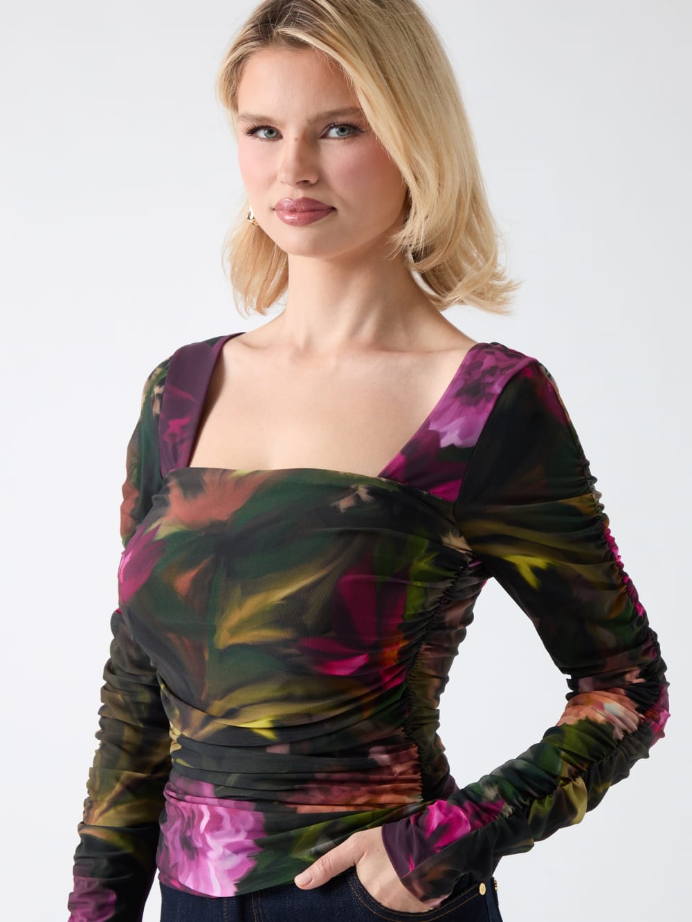 Sandy Printed Gathered Top