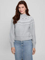 Mock-Neck Wool-Blend Pullover Sweater