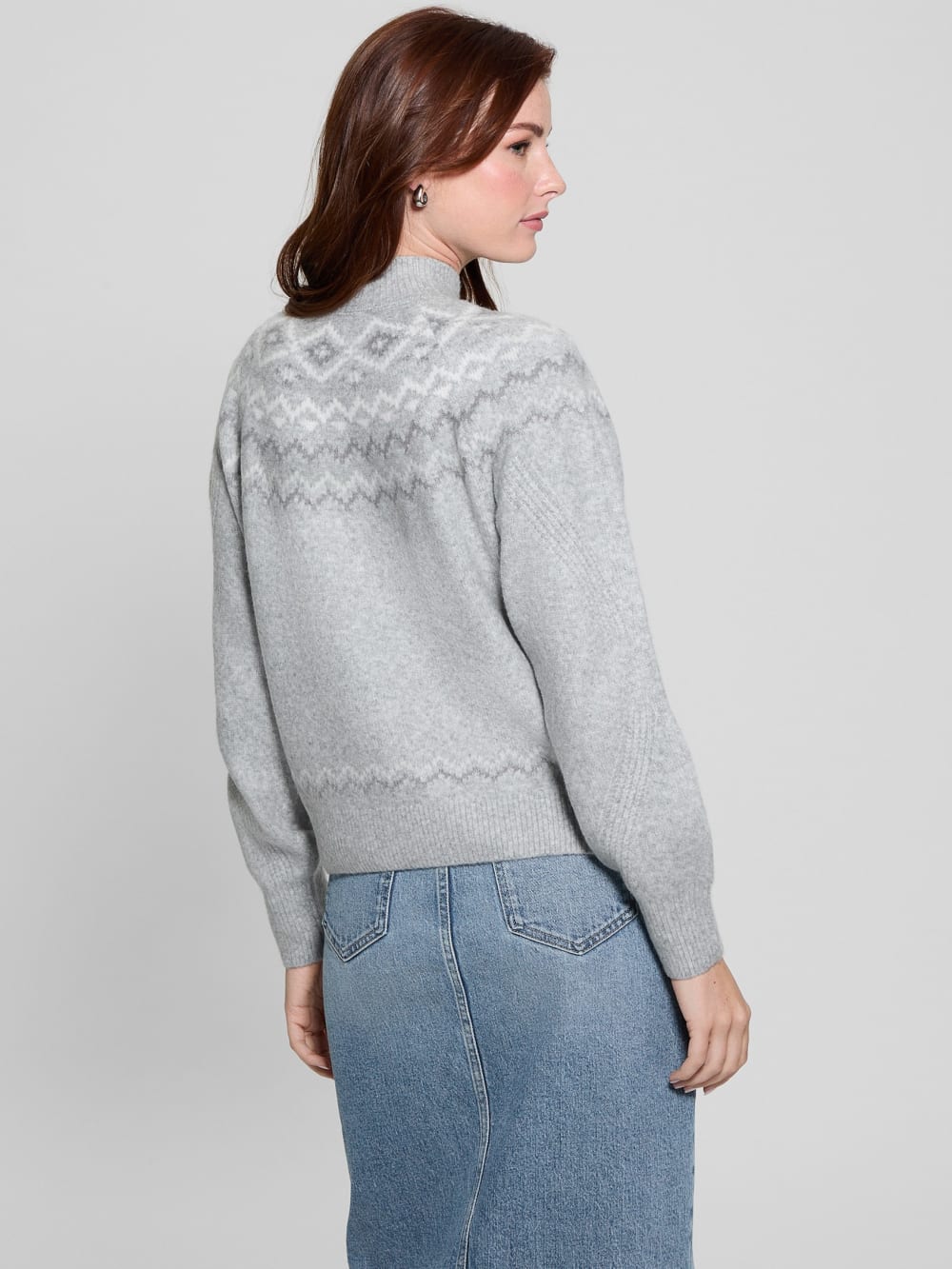 Mock-Neck Wool-Blend Pullover Sweater